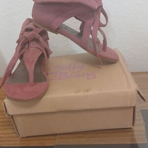Jelly Beans Mauve Lace-Up Girls Sandals